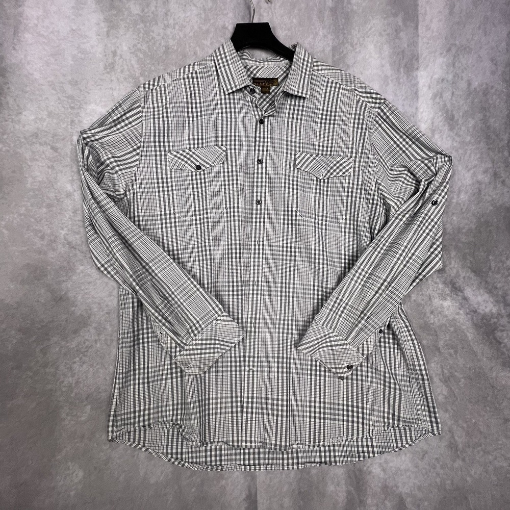 Pronto Uomo "BLUE" Shirt Men's Size 3XLT Button Up 100%‎ Cotton Gray Plaid